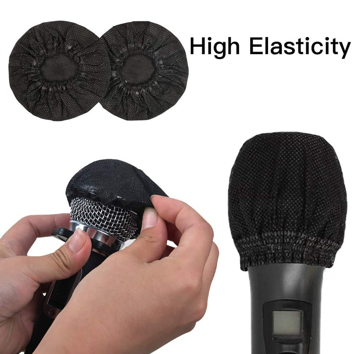 100 Pack Disposable Microphone Cover Non-Woven Microphone Cover Windscreen Mic Cover Protective Cap for KTV Recording Room News Gathering