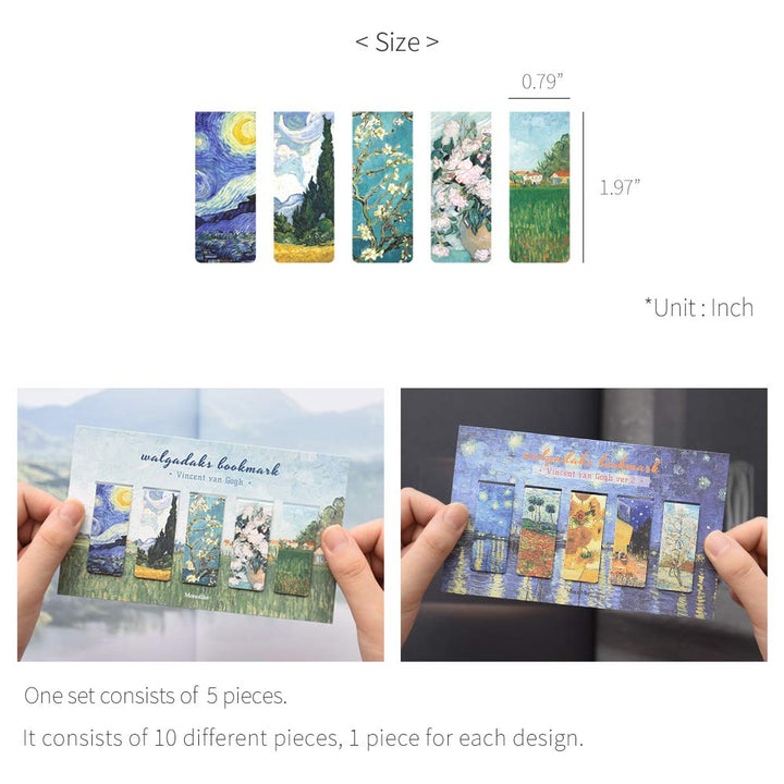 Monolike Magnetic Bookmarks Vincent Van Gogh ver.1 + ver.2, 10 Pieces