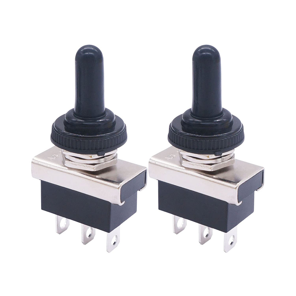 2Pcs Momentary Toggle Switch 12V 25A SPDT (ON)/Off/(ON) 3 pin 3 Position Waterproof Toggle Switch with Waterproof Cover for Auto Car KN3D-123