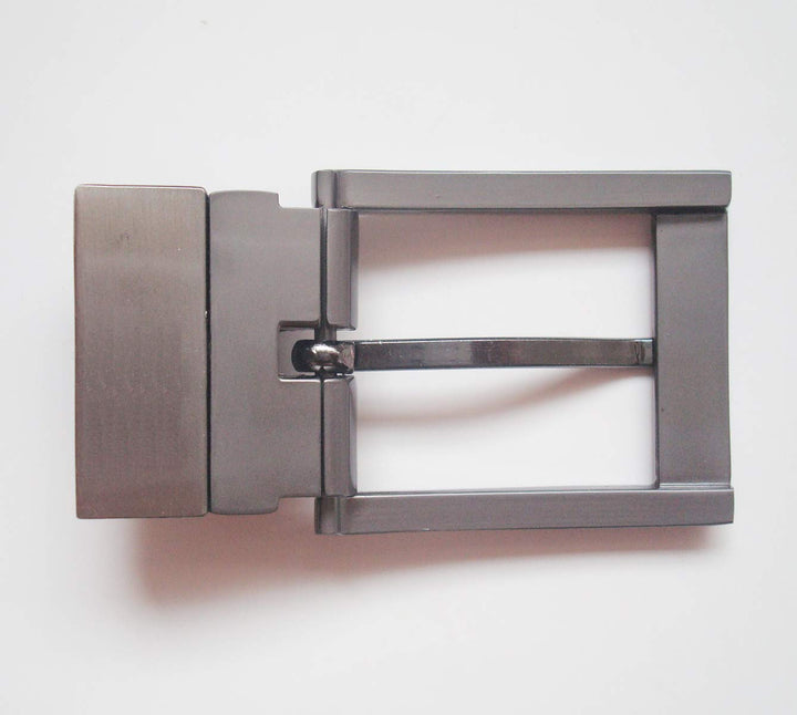 Men&#39;s Solid Buckle Automatic Ratchet Leather Belt Buckle Head (brush gunmetal gray)