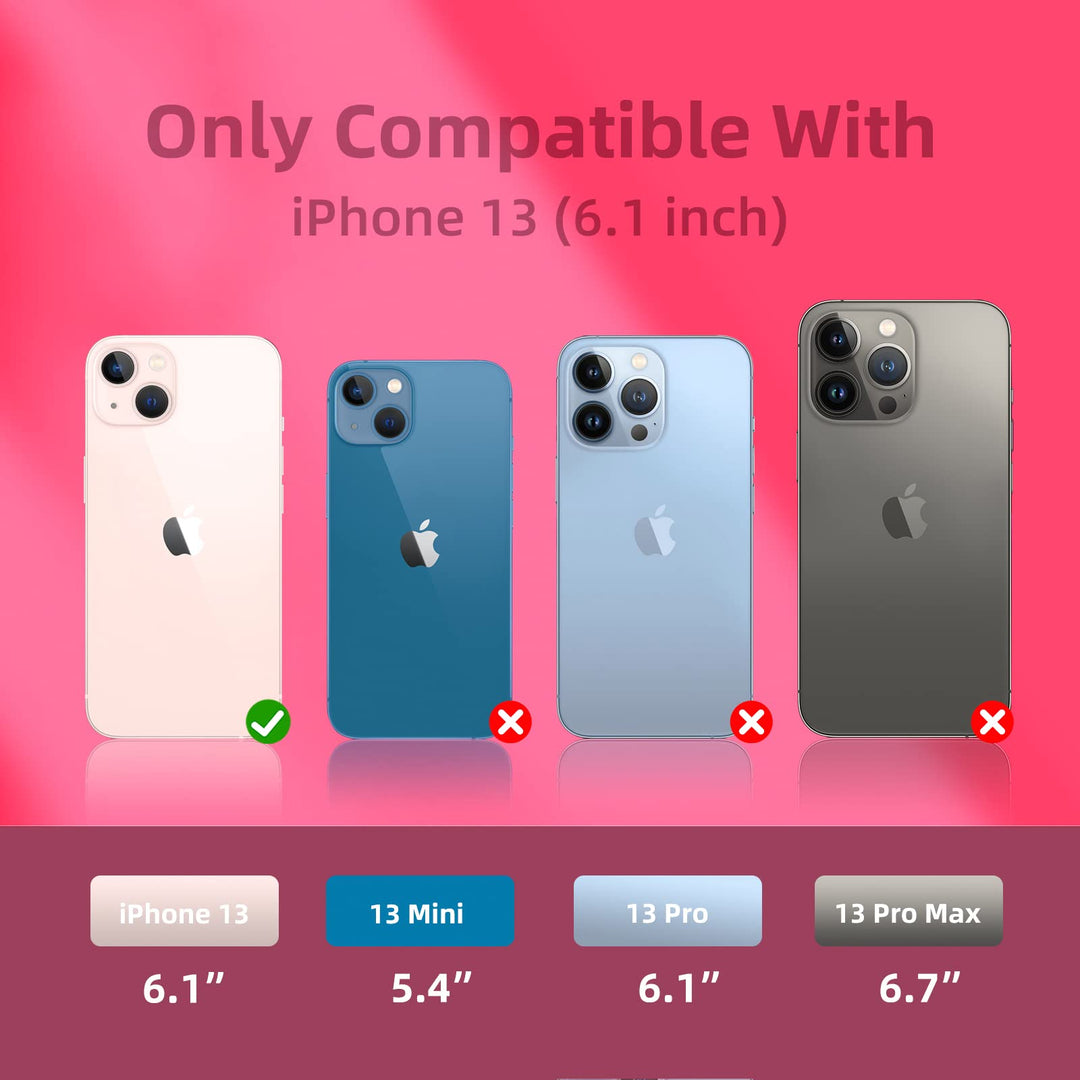 Compatible with iPhone 13 Case, [Drop Protection] [Anti-Scratch] Shockproof Liquid Silicone Anti-Fingerprint Cover with Microfiber Lining Phone Case for iPhone 13 6.1 (2021), Hot Pink
