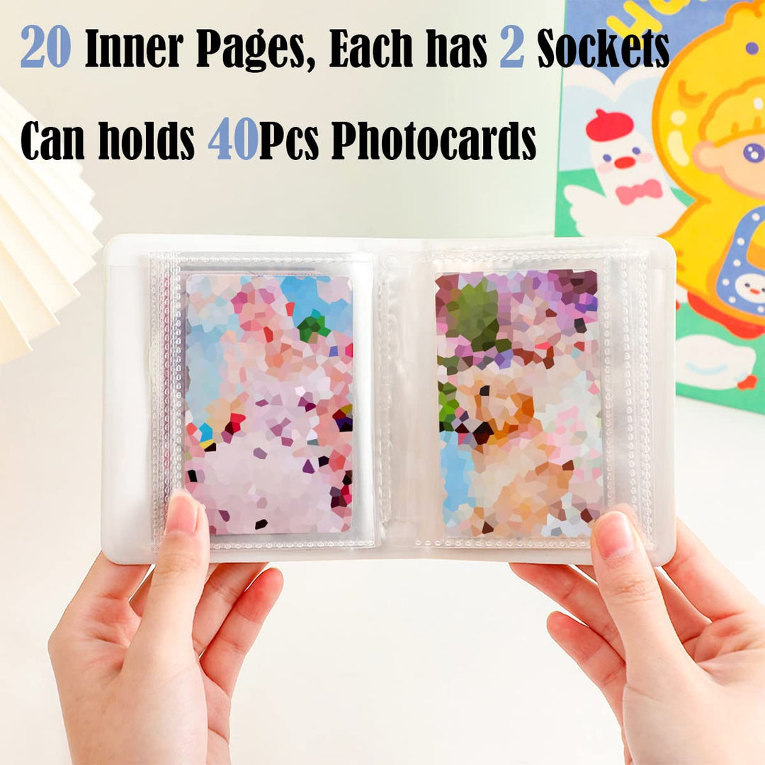 3 Inch Kpop Photocard Holder Book, Mini Photocard Binder with 40 Pockets, Cute Photo Album with Love Heart Hollow, Photocard Id Holder (Green)