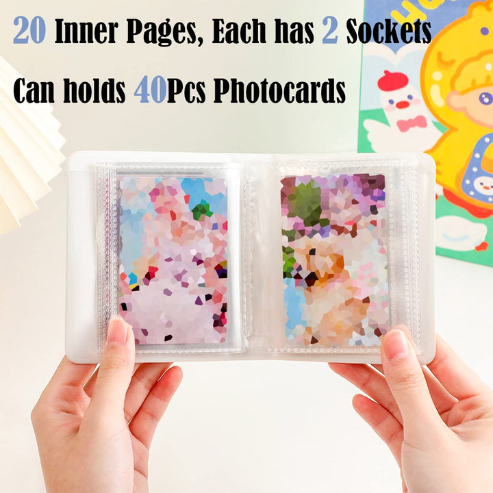 3 Inch Kpop Photocard Holder Book, Mini Photocard Binder with 40 Pockets, Cute Photo Album with Love Heart Hollow, Photocard Id Holder (Green)