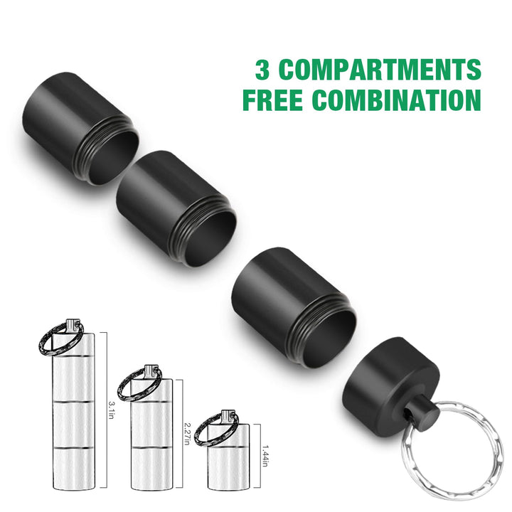 Opret Keychain Pill Holder, 3 Compartments Metal Small 