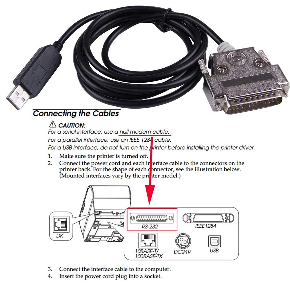 Suamdoen USB to DB25 Male Serial Converter Apdater Null