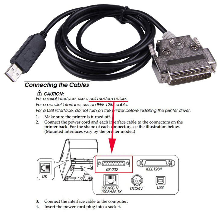 Suamdoen USB to DB25 Male Serial Converter Apdater Null