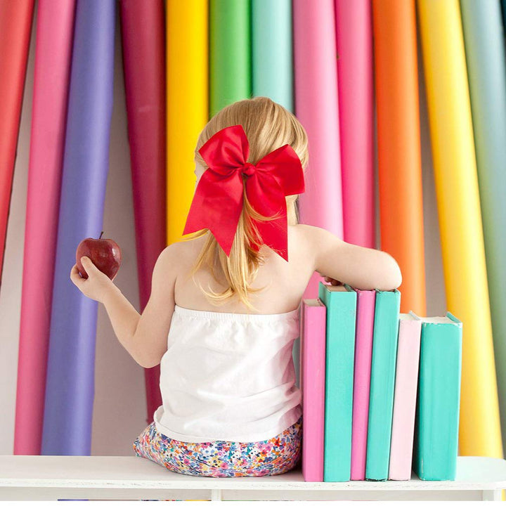 12 Pcs Large Cheer Bows 8 Bulk Hair Bow Accessories with Ponytail Holder for Girls High School College Cheerleading