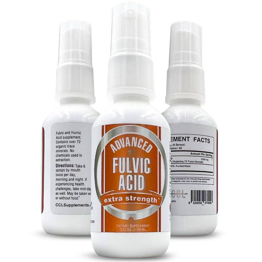 CCL Supplements Advanced Fulvic Acid and Humic Acid Trace Mineral Liquid Spray Supplement. 70+ Ionic Organic Vital Minerals & Electrolytes, Similar Benefits of Shilajit & Drops (2 oz - 60 Servings)