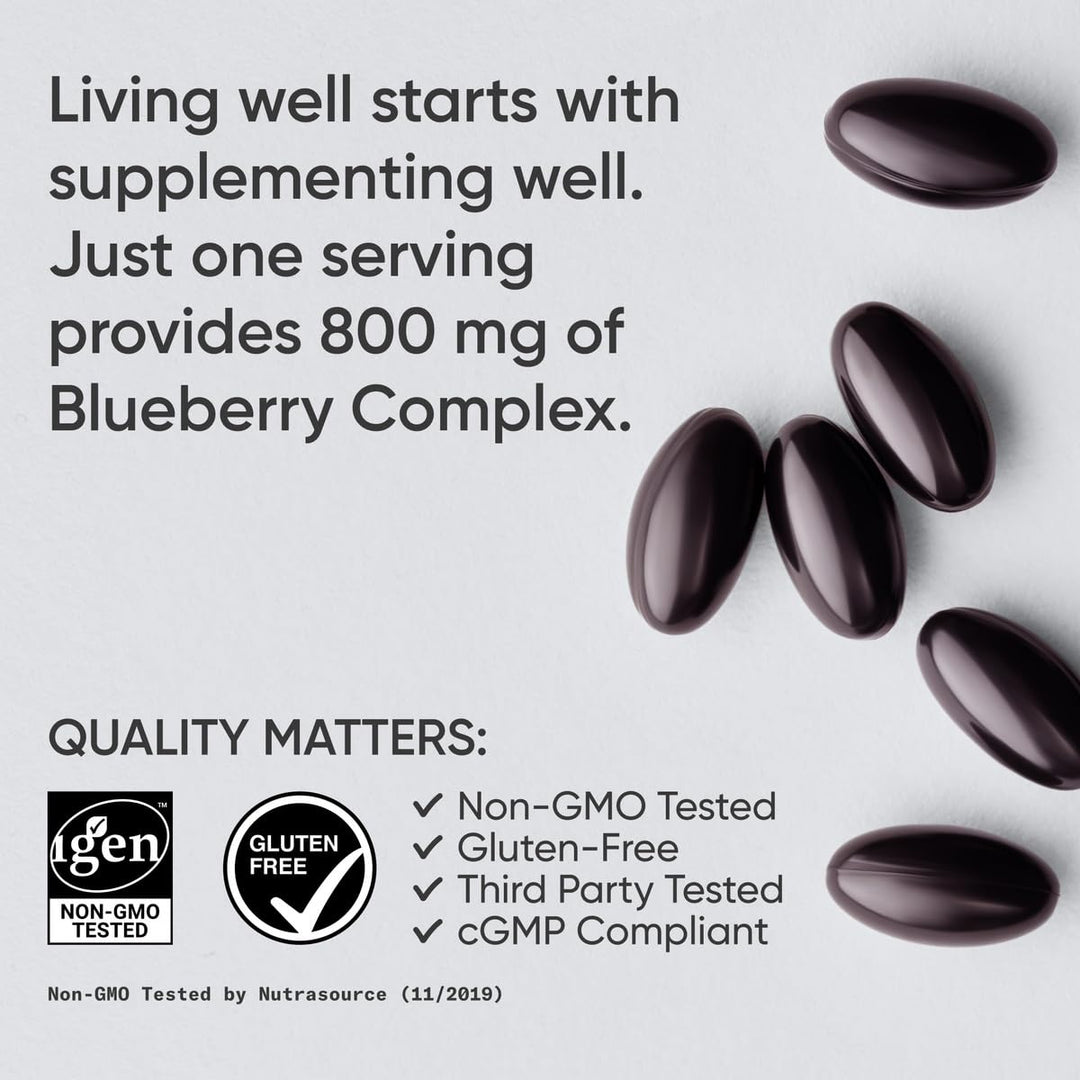 Blueberry Capsules - Made from Organic Blueberries with Organic Extra Virgin Olive Oil - Non-GMO &amp; Gluten Free - 60 Liquid Softgels
