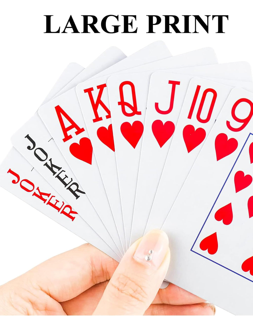 2 Pack Large Print Playing Cards, Poker Size Large Index Deck of Cards, Linen Finish Surface, Pattern A