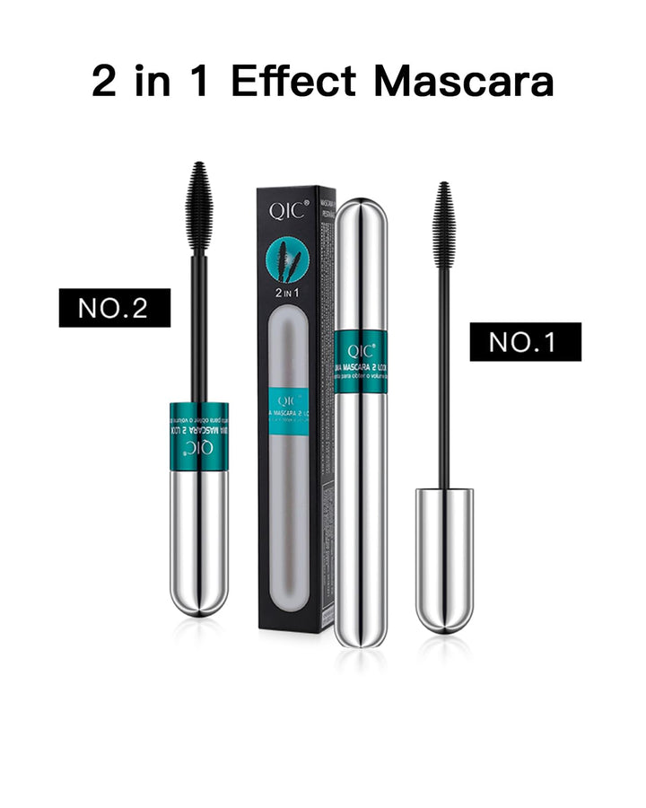 4D Silk Fiber Lash Mascara, 2 in 1 Mascara For Natural Lengthening And Thickening Effect(Pack of Dark Cyan)