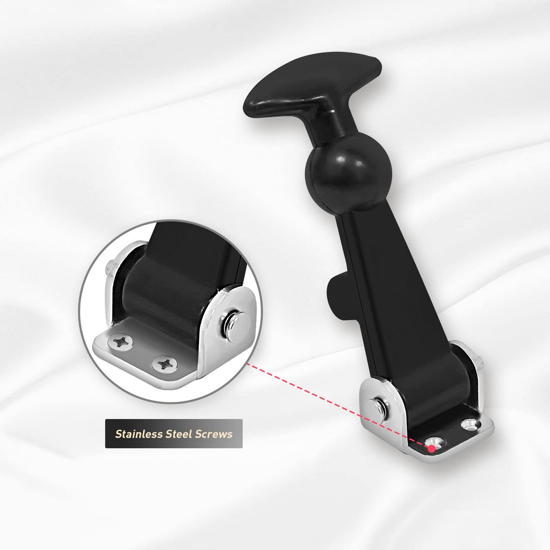 2 Pack Rubber Hood Down Latch, Elastic Stainless Steel T-Handle Hasp, Rubber Flexible Draw Latches with Brackets for Compartment Luggage, Tool Box, Vehicle Engine, Hood