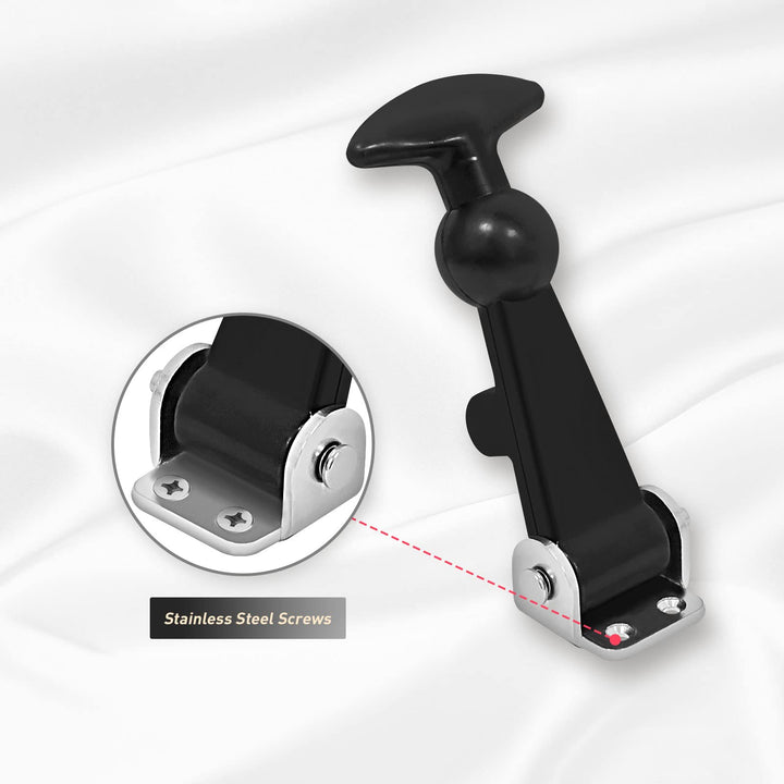2 Pack Rubber Hood Down Latch, Elastic Stainless Steel T-Handle Hasp, Rubber Flexible Draw Latches with Brackets for Compartment Luggage, Tool Box, Vehicle Engine, Hood