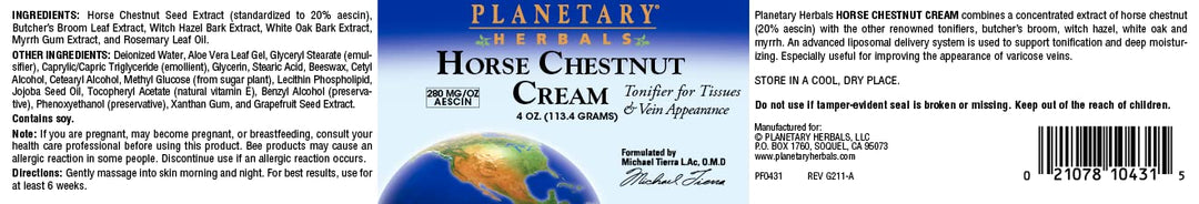 Horse Chestnut Cream, 4 oz, From Planetary Formulas