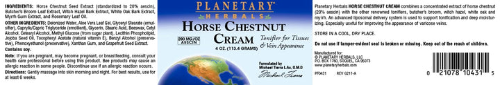 Horse Chestnut Cream, 4 oz, From Planetary Formulas