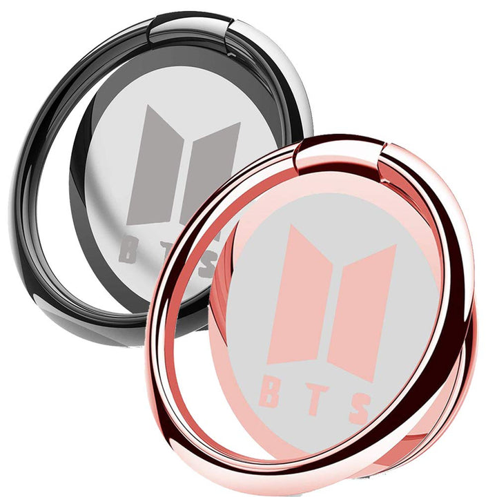 2 Pack Phone Ring Holder Finger Kickstand Universal 360° Rotation Metal Ring Grip for Magnetic Car Mount Compatible with All Smartphone(Grey&Rose)