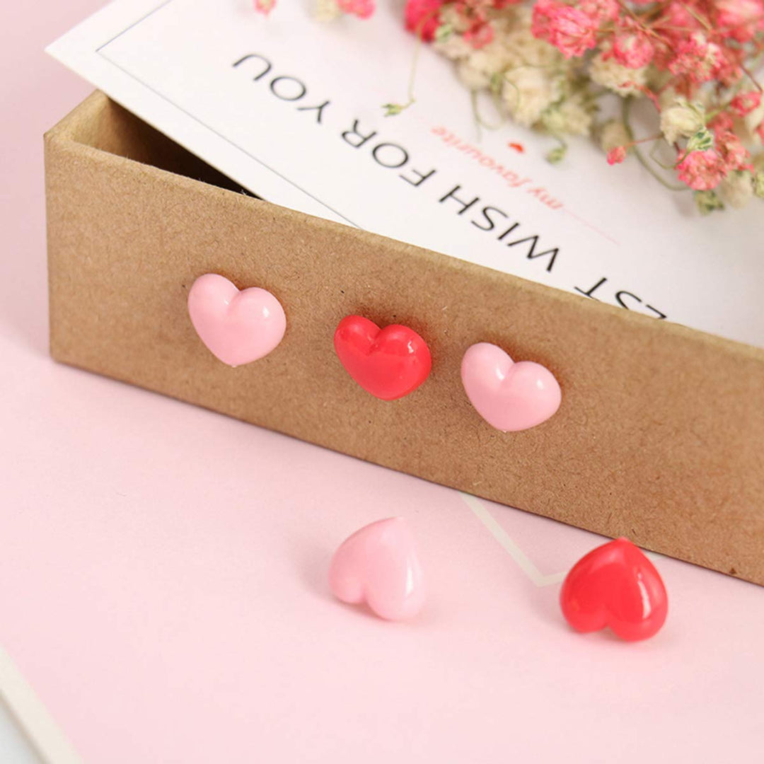 Heyous 100pcs Heart Shaped Push Pins Pink and Red Plastic Thumbtacks for Cork Board DIY Decoration