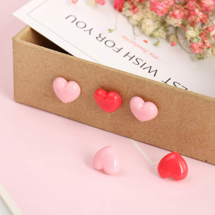 Heyous 100pcs Heart Shaped Push Pins Pink and Red Plastic Thumbtacks for Cork Board DIY Decoration