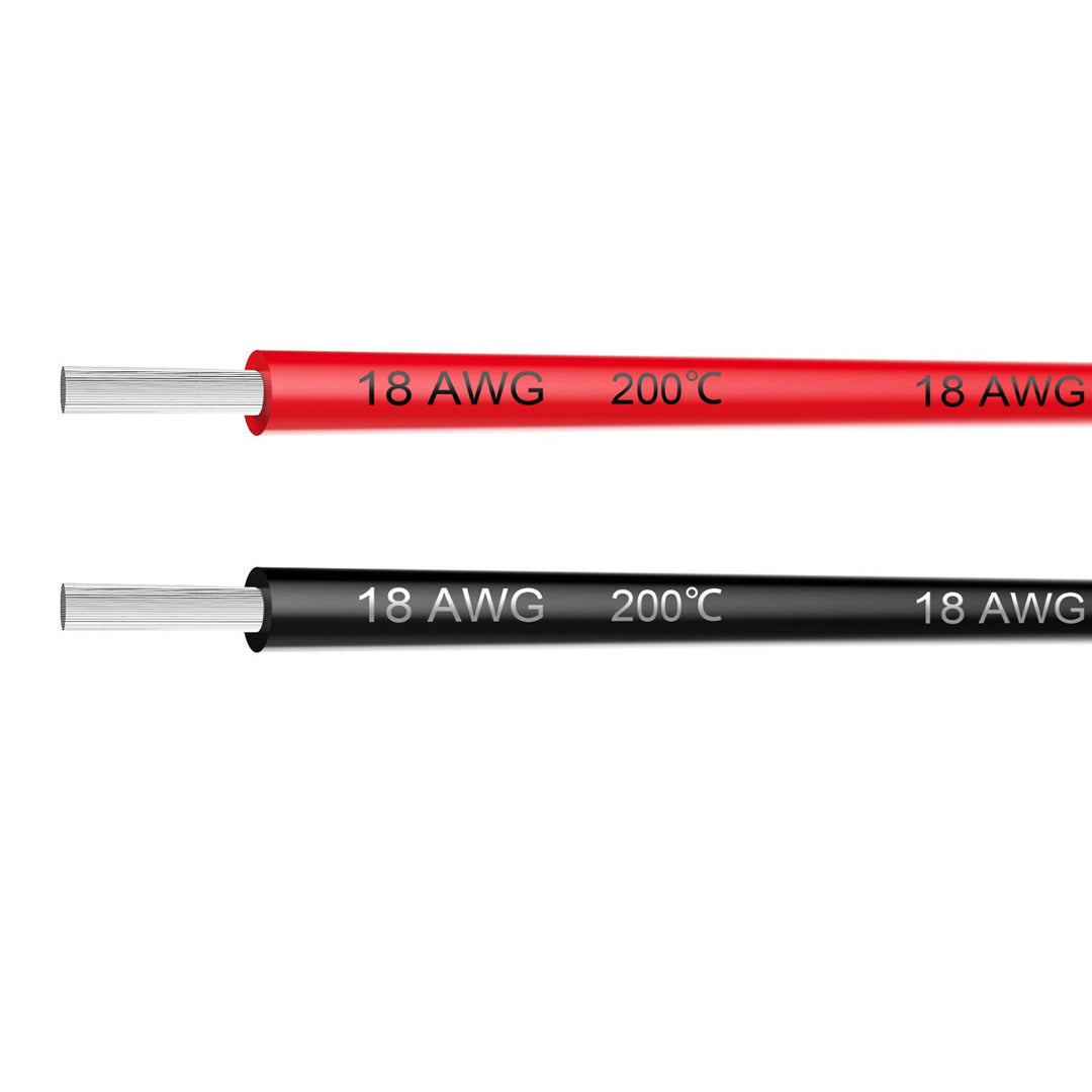 Electrical Wire 18 AWG 18 Gauge Silicone Wire Hook Up Wire Cable 20 Feet [10 ft Black and 10 ft Red] - Soft and Flexible 150 Strands 0.08mm of Tinned Copper Wire High Temperature Resistance (18AWG)