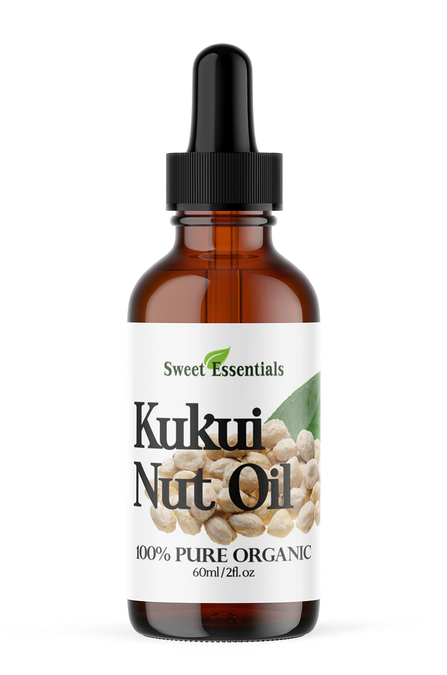 100% Organic Kukui Nut Oil | Imported From Hawaii | 2oz Glass Bottle | Glass Dropper | Natural Moisturizer for Skin, Hair and Face | By