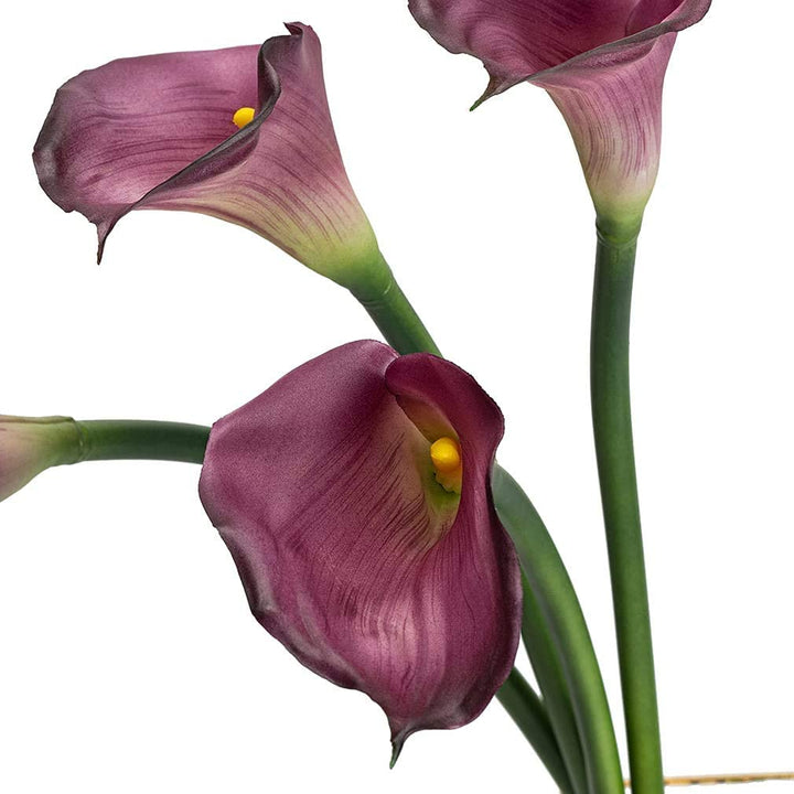 Artificial Flowers Calla Lilly 25.6&#39;&#39; Large Latex Fake Bouquet Soft Real Touch Long Stem Plants 5 Pcs for Home,Living Room,Bedroom,Dining Table,Office,Weddings Party Garden Décor(Purple)