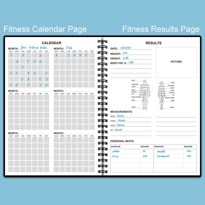 Fitness Planner for Women &amp; Men - A5 Workout Log Book/Exercise Workout Log to Track Weight Loss, GYM, Bodybuilding Progress - Daily Health &amp; Wellness Workout Journals, 5.8X8.25 In Workout Book