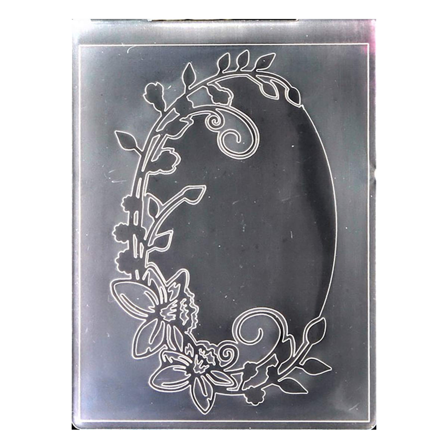 Flowers Leaves Oval Frame Plastic Embossing Folders for Card Making Scrapbooking and Other Paper Crafts, 10.5x14.5cm