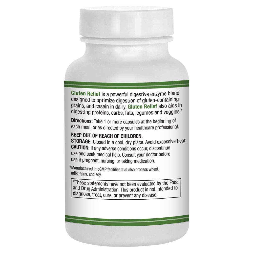 Gluten Relief Plus – 90 Vegetarian Capsules - Gluten Digestion Support – Premium Natural Digestive Enzyme Formula - Contains DPP-IV Enzyme Complex –