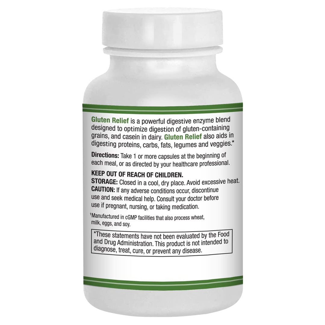 Gluten Relief Plus – 90 Vegetarian Capsules - Gluten Digestion Support – Premium Natural Digestive Enzyme Formula - Contains DPP-IV Enzyme Complex –