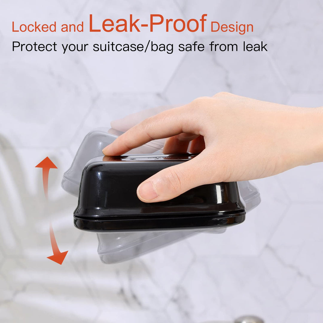 Leakproof Soap Holder 1 Pack, Travel Soap Container with Lid, Travel Size Toiletries, Portable Bar Soap Holder, Soap Box, Soap Dish for Traveling, Camping, Gym, Bathroom, Black