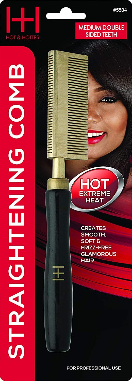 Straightening Comb, Med Teeth, Double Sided