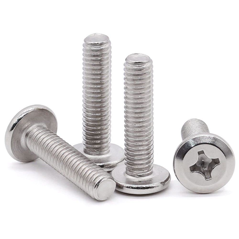 Glvaner (100 pcs) M4-0.7 x 10mm Binding Screws, Flat Round Head Phillips Drive Machine Screw 304 Stainless Steel 18-8 Full Thread, Furniture Screw Connection Bolt Screw