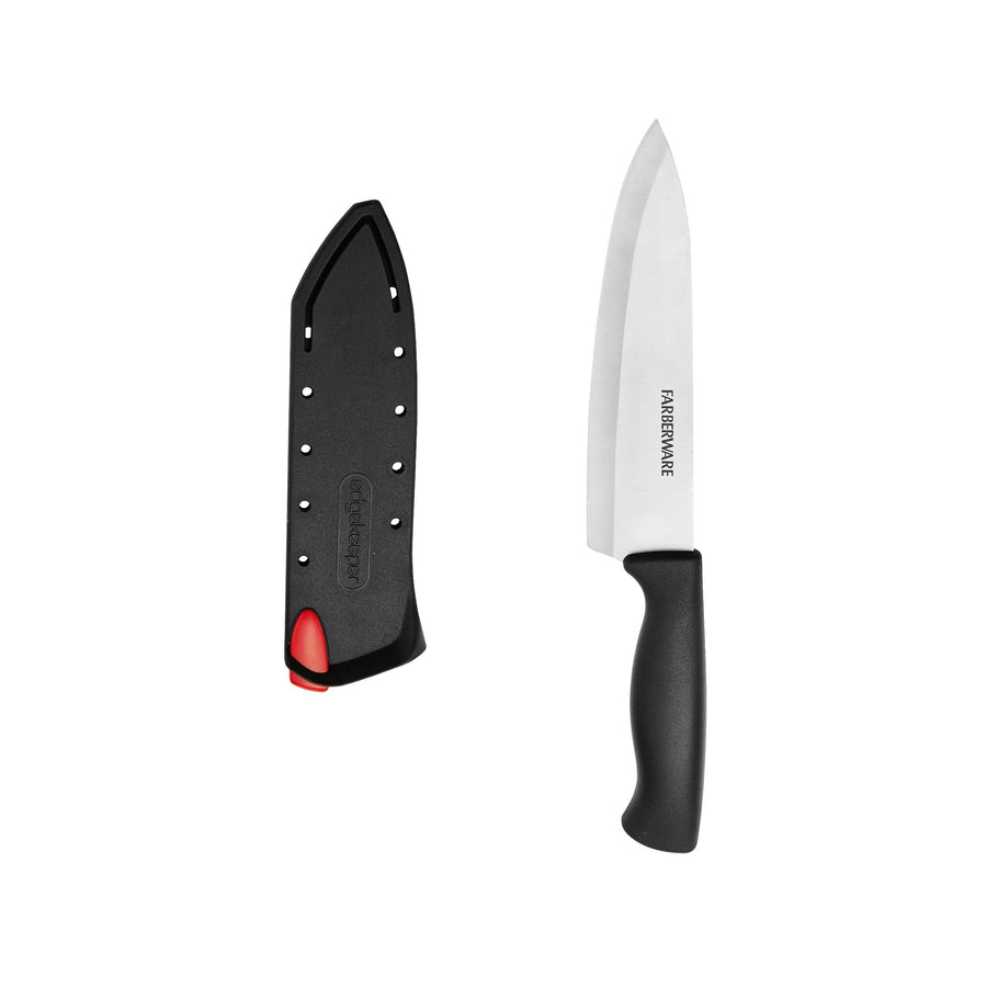 Edgekeeper 6-Inch Chef Knife with Self-Sharpening Blade Cover, High Carbon-Stainless Steel Kitchen Knife with Ergonomic Handle, Razor-Sharp Knife, Black