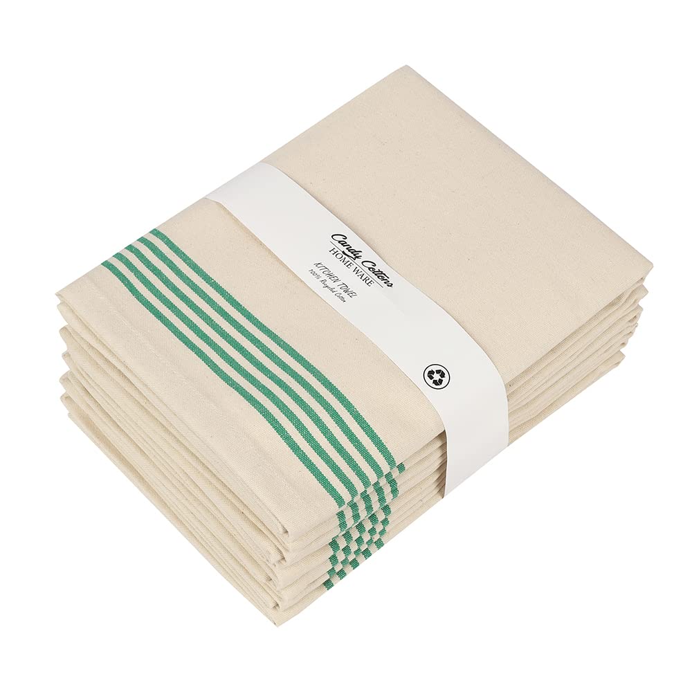 Set of 6 Kitchen Dish Towels, 100% Cotton Kitchen Towels, with Hanging Loop, Dishcloth Sets for Washing &amp; Drying Dishes, Tea Towels &amp; Hand Towels 18x28, French Stripe, Assorted