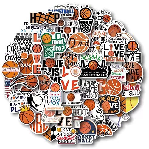 Basketball Stickers for Water Bottle Cute Basketball Gifts 50 Pieces Sports Stickers for Kids Teens Adults