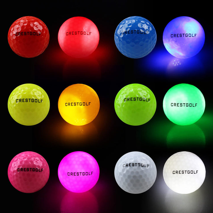 Glow in The Dark Golf Balls,Glow Ball with 4 Lights with 12-Minute Reset Timer Super Bright in Dark Light Up LED Golf Balls for Night &amp; Golf Gift for Men Women Kids(Mixed Color,6pcs)