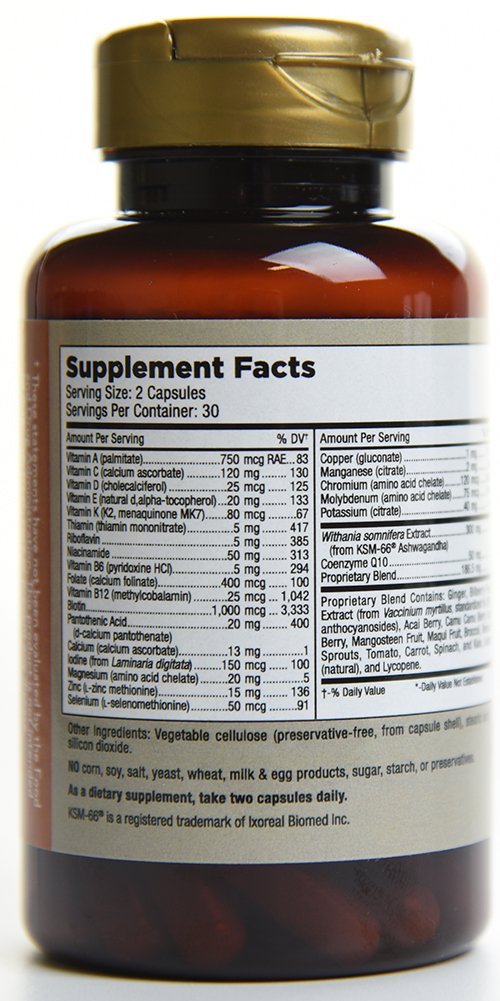 - Daily Womens Multivitamin - Adult Formula with Iron, Calcium, KSM-66 Ashwaganda, and a Potent Proprietary Herbal Blend of The Best Womens Vitamins - 60 Count Capsules