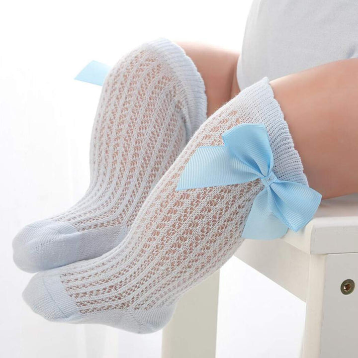 Baby Girls Knee High Mesh Socks Breathable Infants Toddlers Bowknot Dress Socks Size 0-12 Months