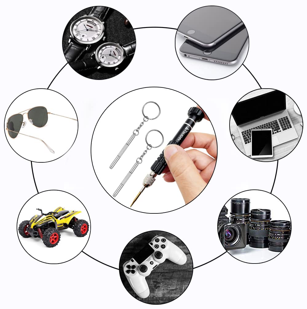 Eyeglass Screwdriver, 5-in-1 Multifunctional Small Screwdriver, S2 Steel Glasses Screwdriver Kits for Eyeglass, Sunglasses, Electronics, Cellphone, Jewelry and More (Black)