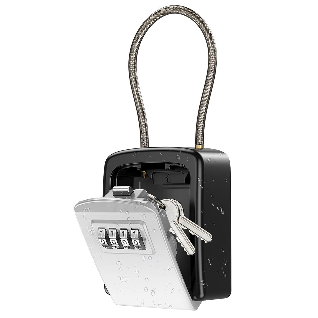 Upgraded Key Lock Box, Safe Lock Box for Keys with Removable Shackle, 4-Digit Combination Lock Box Waterproof, 5 Key Capacity Security Key Storage for Home, Warehouse, Indoor &amp; Outdoor