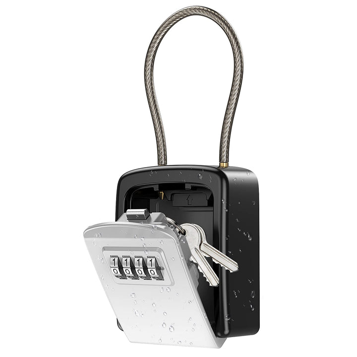 Upgraded Key Lock Box, Safe Lock Box for Keys with Removable Shackle, 4-Digit Combination Lock Box Waterproof, 5 Key Capacity Security Key Storage for Home, Warehouse, Indoor &amp; Outdoor