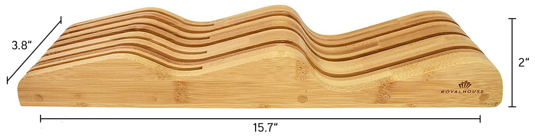 ROYALHOUSE Bamboo Knife Block Holder, In-Drawer Knife Drawer Organizer, Perfect for Home and Chefs, Premium Knife Holder, Gift for Any Occasion and Housewarming, Knives Not Included