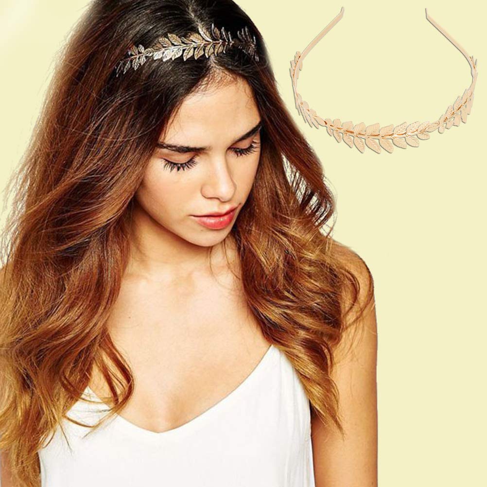 7 Pieces Greek Roman Laurel Leaf Bracelet Armband Golden Laurel Leaves Crown Tiara Costume Accessories Womens Leaf Headband Coil Bracelet Hair Comb Bridal Wedding