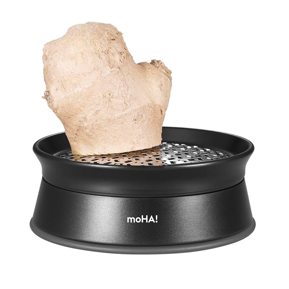 Moha Rotating Ginger Grater, 4-Inch, Black