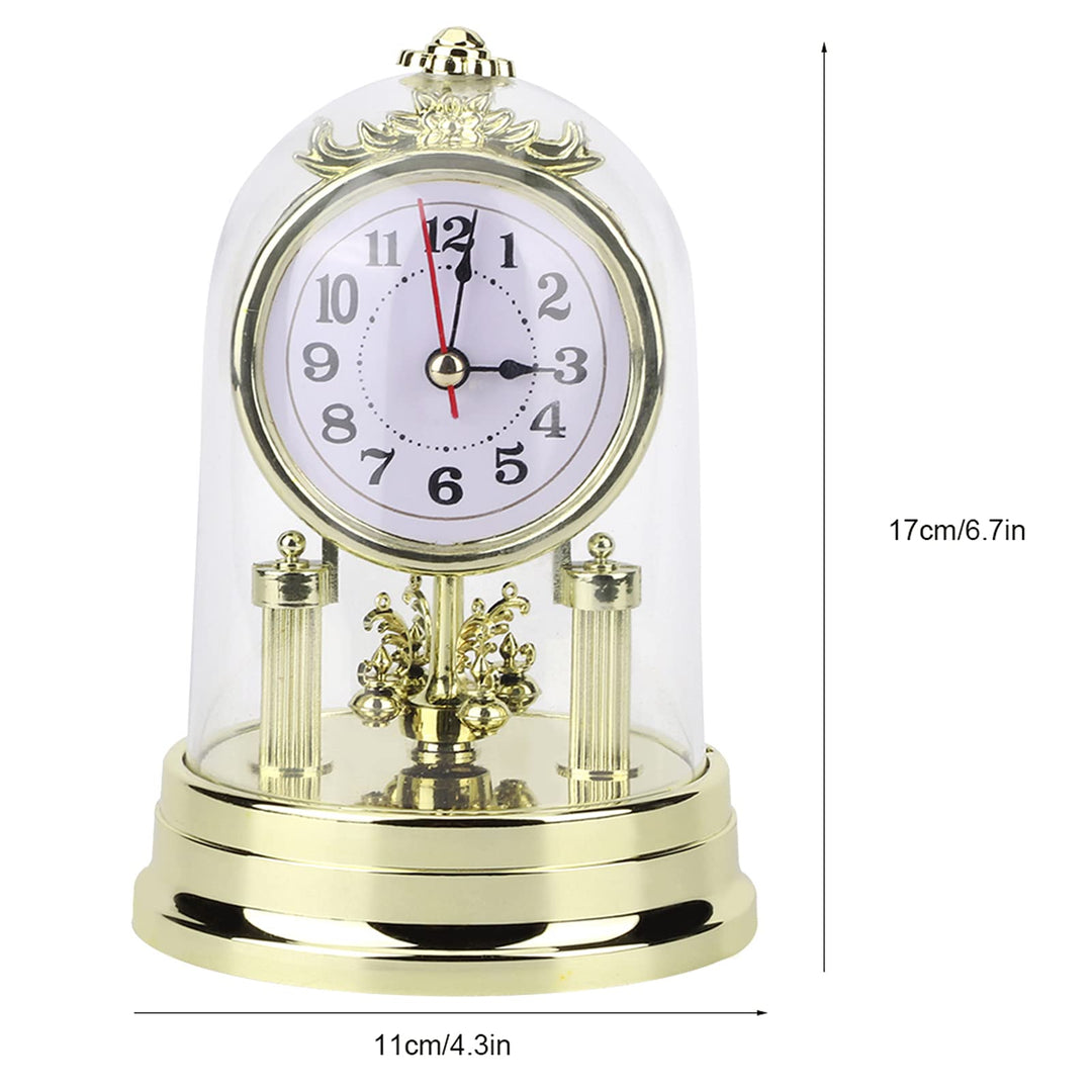 Mantel Clock Table Clocks for Living Room Decor Antique Wall Clock Baroque Retro European Table Clock for Home Hotel Decorative Retro Round Silent Desk Alarm Clock(Gold)