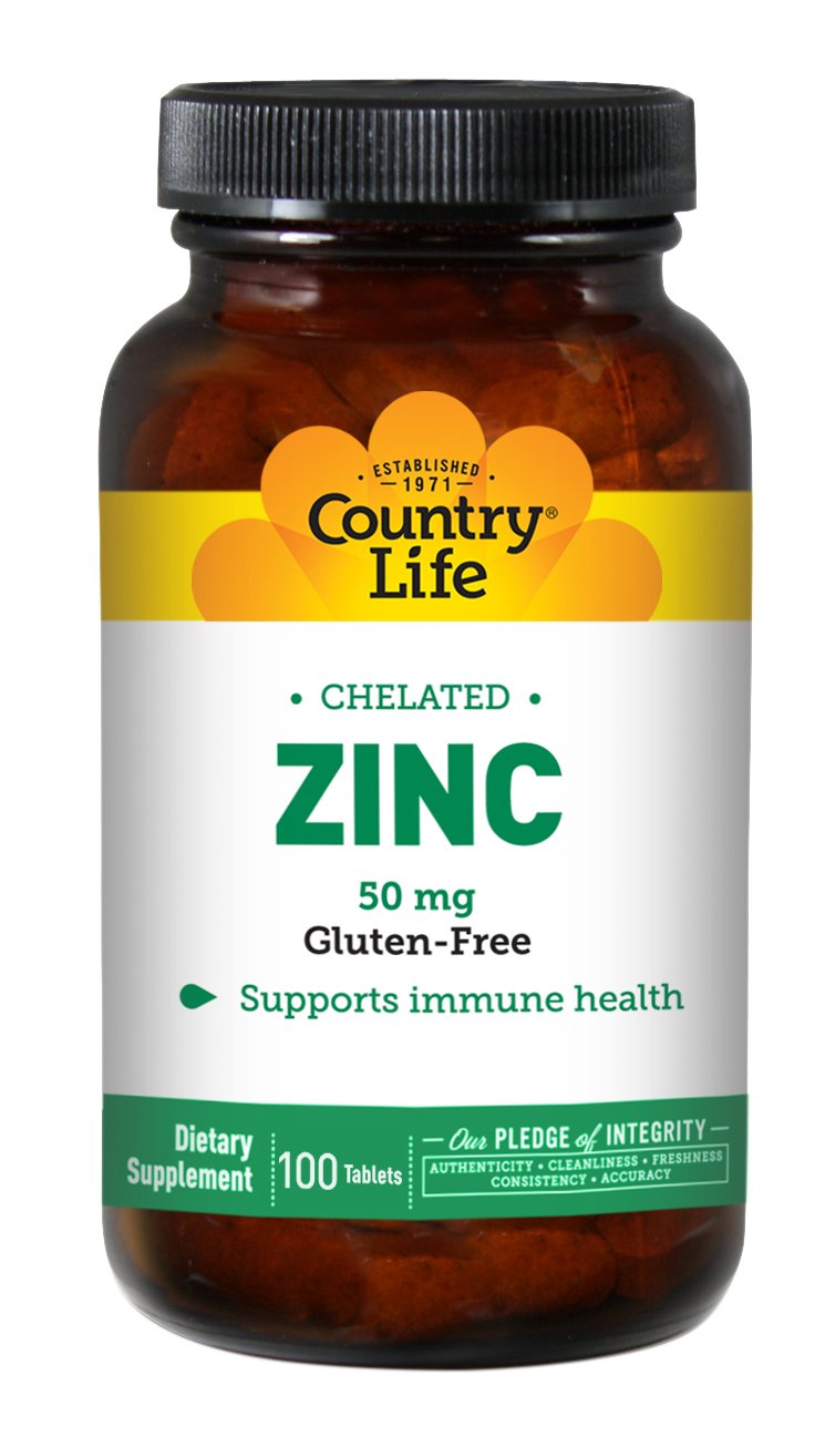Country Life Chelated Zinc 50 mg - Certified Gluten-Fre