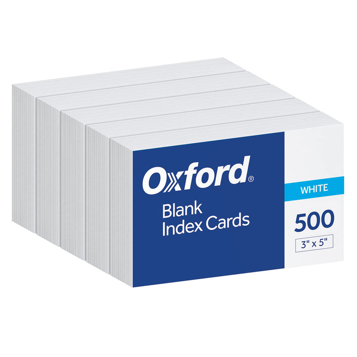 Index Cards, 3 x 5 Inches, White, Blank Notecards, Flashcards for School and Studying, Bulk Pack of Note Cards, 500 Count (5 Packs of 100) (40175)