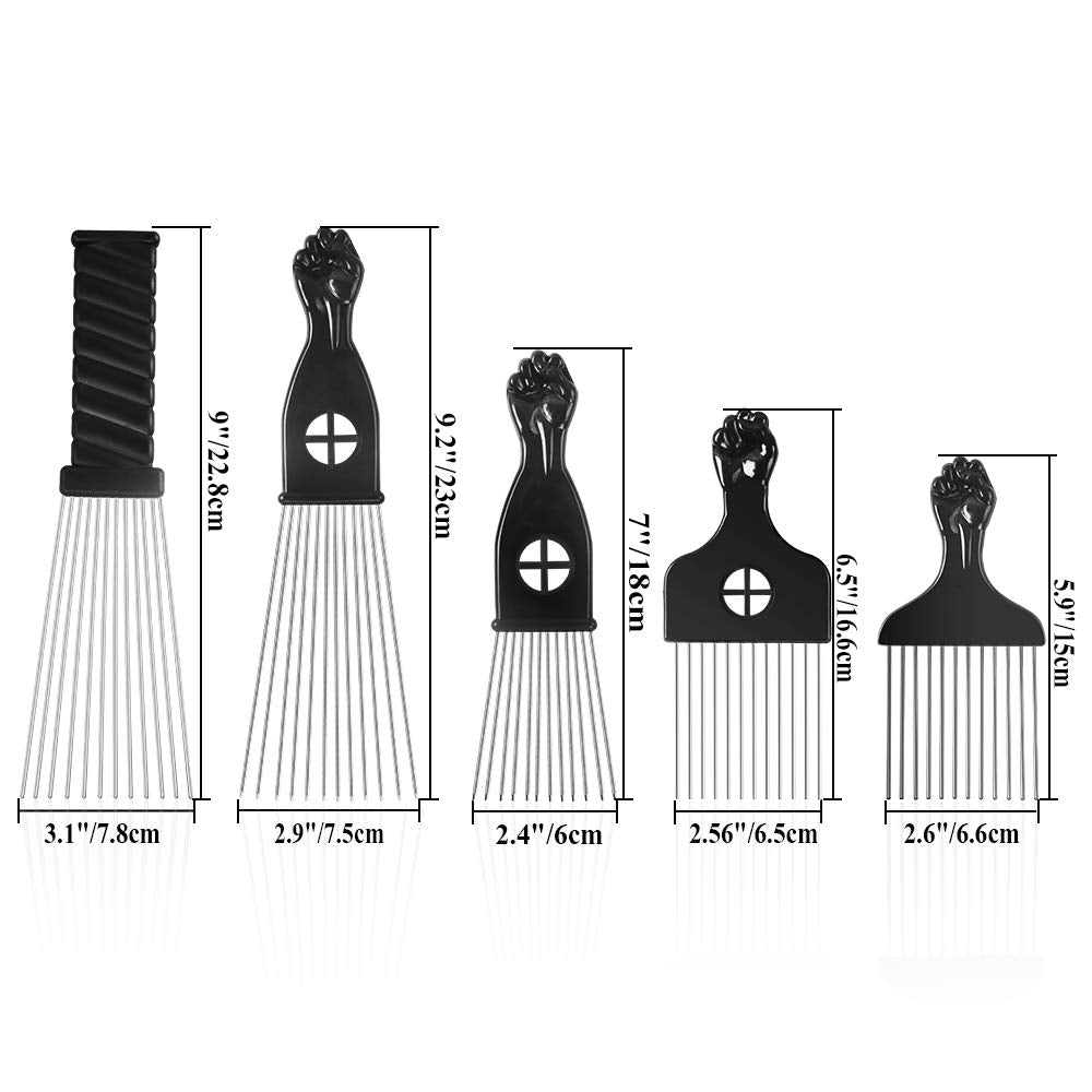 Afro Pick 6 Pack Metal African American Afro Hair Comb 