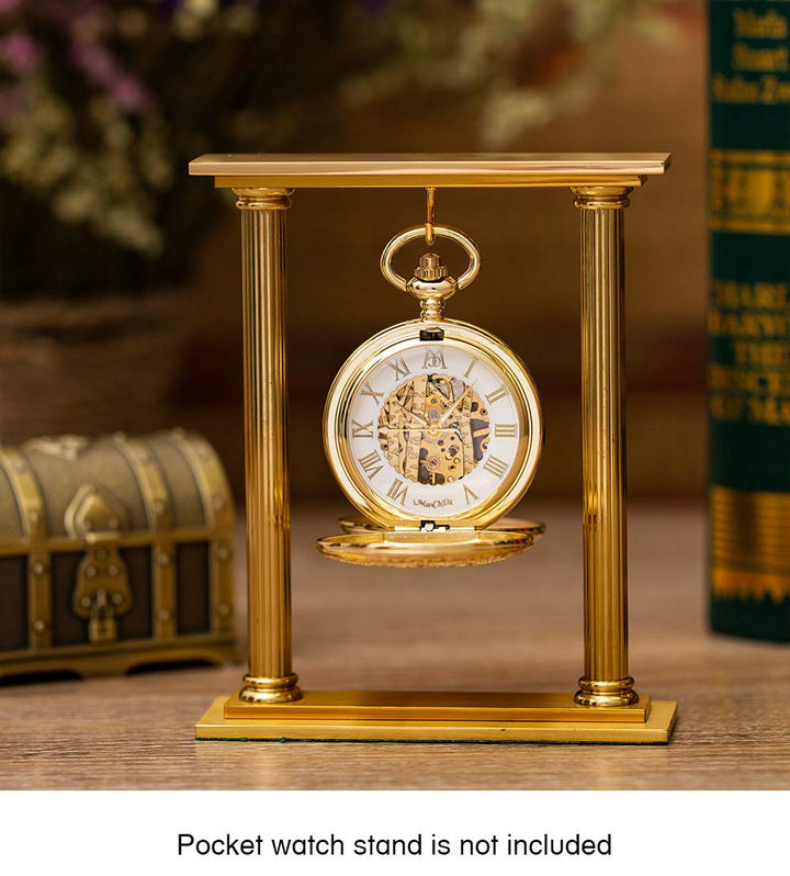 ManChDa Vintage Reindeer Pocket Watch Golden Hollow Cas