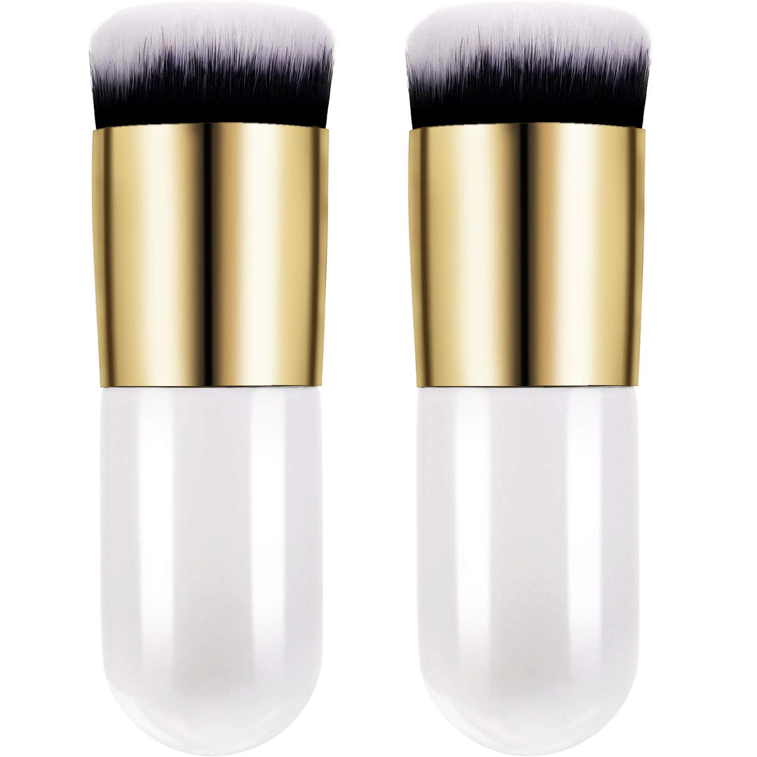 White: 2 Pieces Foundation Brush Flat Cream Makeup Brushes Cosmetic Make-Up Brush (White)